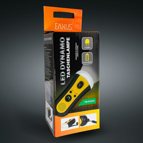 Eaxus Dynamo Taschenlampe mit Handkurbel und FM-Radio